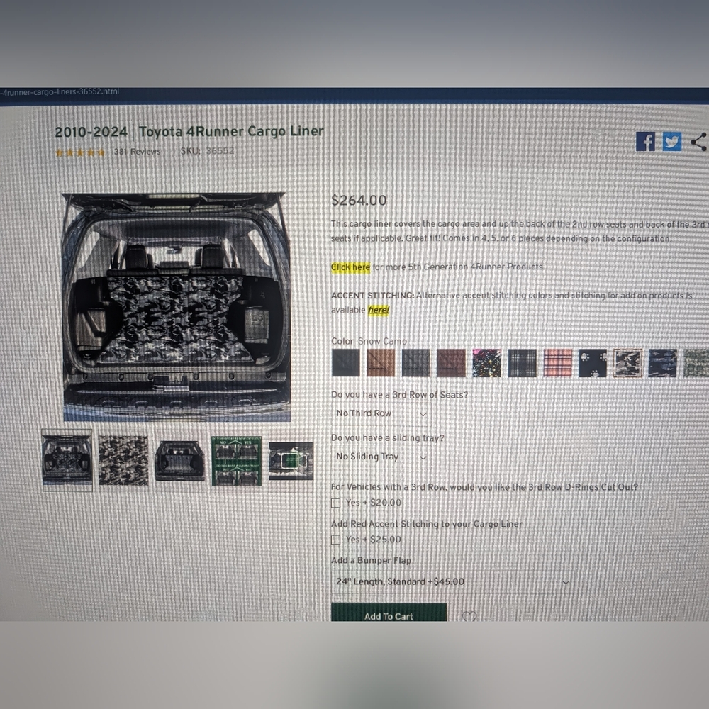 Canvasback 2024 Toyota 4Runner Cargo Liner